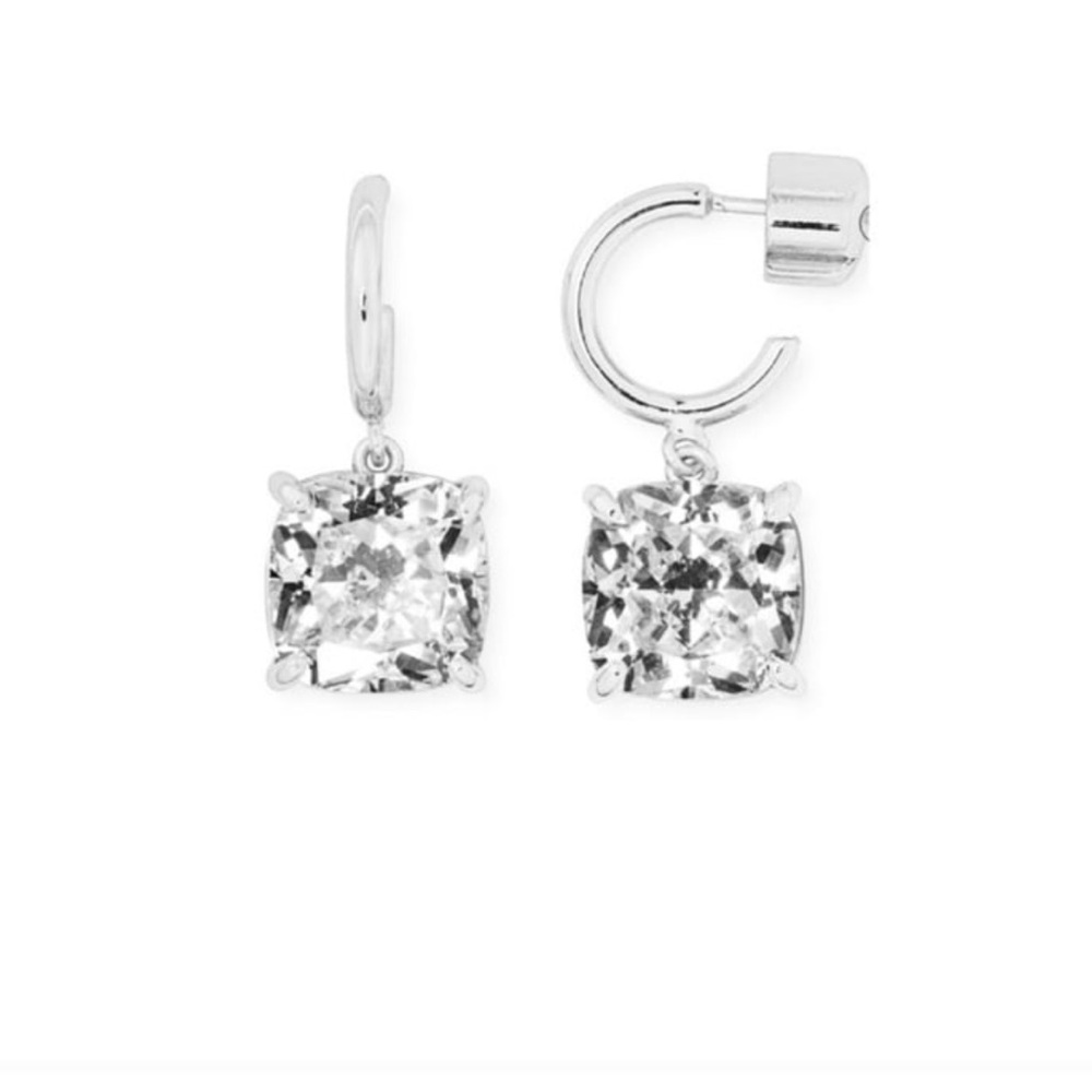 $58 Kate Spade that sparkle square mini stone silver hoops